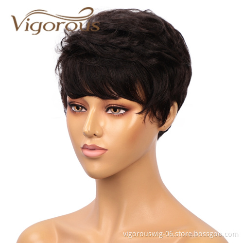 Short Bob Cut Black Cute Human Pixie Curls Cheap Wholesale For White Women Straight 100% Real India Human Hair